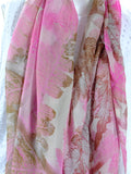 Silk Chiffon Scarf Pink Tree Fern - KRE Group