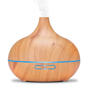 550ml Aromatherapy Essential Oil Diffuser Wood Grain Remote Control Ultrasonic Air Humidifier Cool Mister with 7 Color LED Light - KRE Group