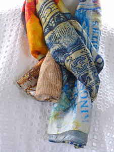 Silk Tabi Scarf Duet Stamps from the Past and Lacework - KRE Group