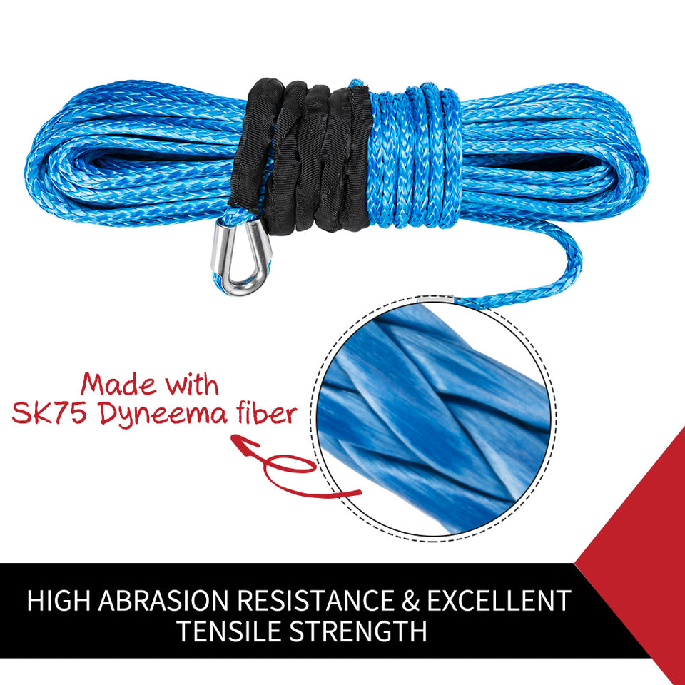 10Mm X 30M Synthetic Winch Rope Dyneema Sk75 Tow Recovery Cable 4WD Car Boat - KRE Group