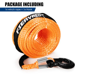 Winch Rope 10Mm X 30M Synthetic Dyneema Sk75 Hook Car Tow Recovery Cable - KRE Group