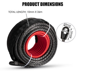 Winch Rope 10mm x 26m Dyneema SK75 Synthetic Rope Tow Recovery for WARN Offroad - KRE Group